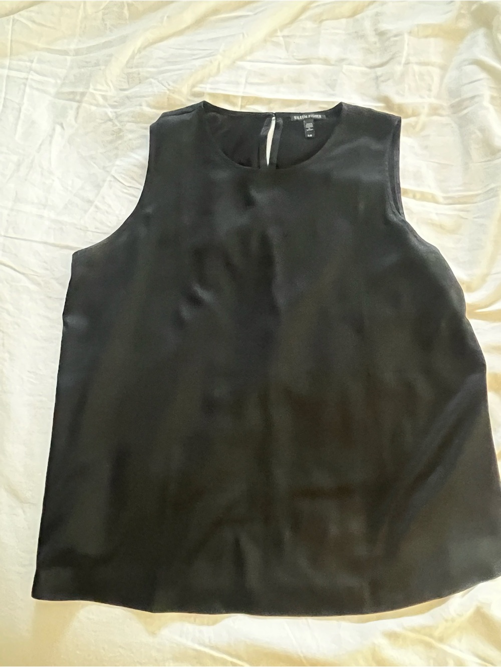 Eileen Fisher Black Sleeveless Shell Top - L silk